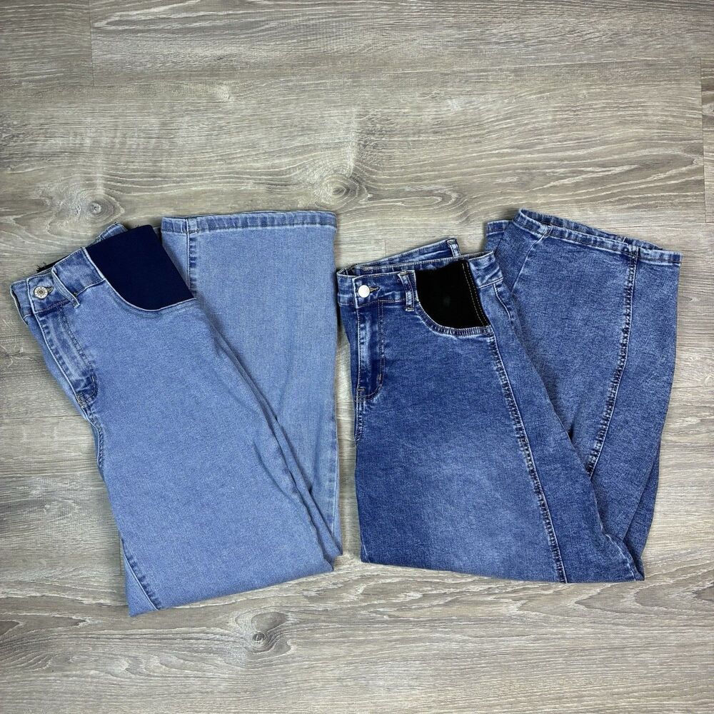 2 Pairs of Maternity Jeans Side Panels Size Small Unbranded